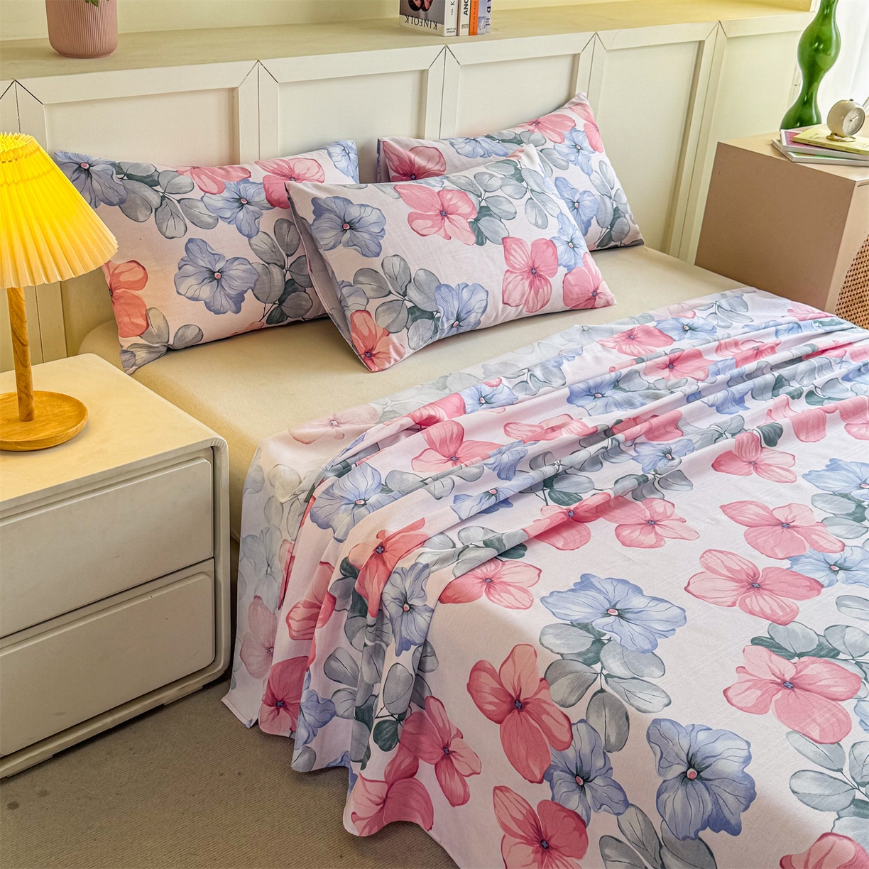 91家纺网 家纺一手货源 找家纺 晨晨家纺 2026新款原棉老粗布床单席子凉席三件套 梦幻之城