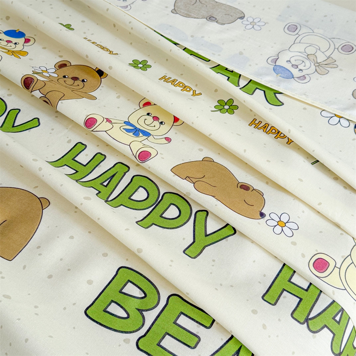 91家纺网 家纺一手货源 找家纺 晨晨家纺 2026新款原棉老粗布床单席子凉席三件套 happy熊