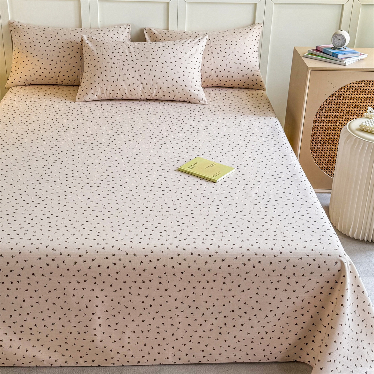 91家纺网 家纺一手货源 找家纺 晨晨家纺 2026新款原棉老粗布床单席子凉席三件套 星朵