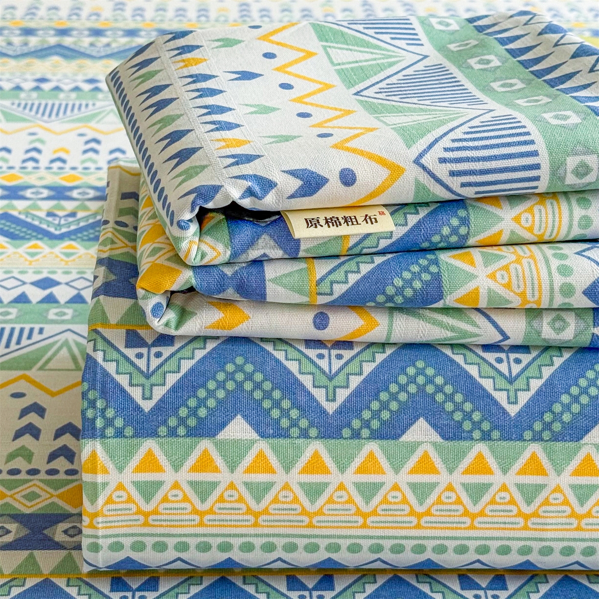 91家纺网 家纺一手货源 找家纺 晨晨家纺 2026新款原棉老粗布床单席子凉席三件套 雷欧