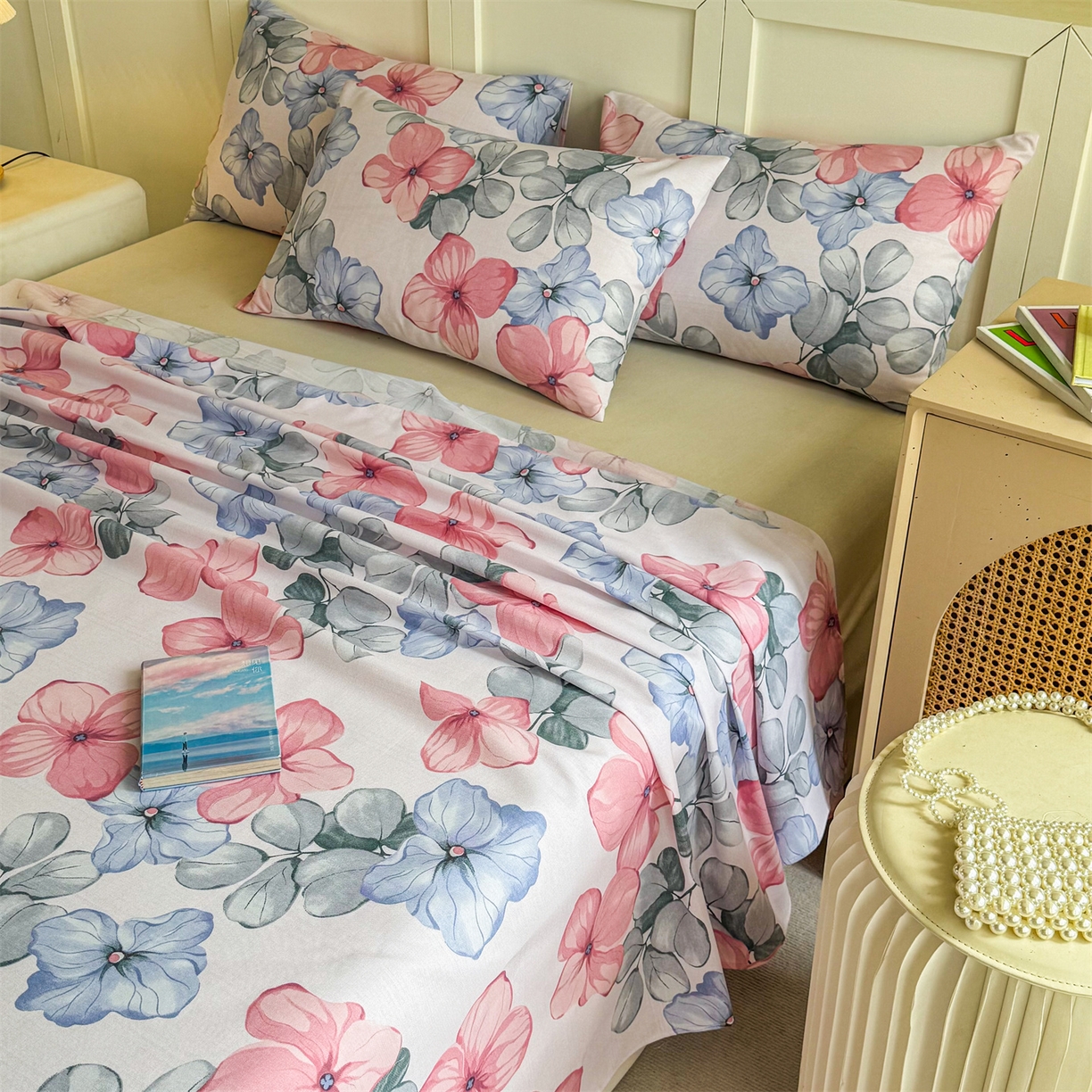 91家纺网 家纺一手货源 找家纺 晨晨家纺 2026新款原棉老粗布床单席子凉席三件套 梦幻之城