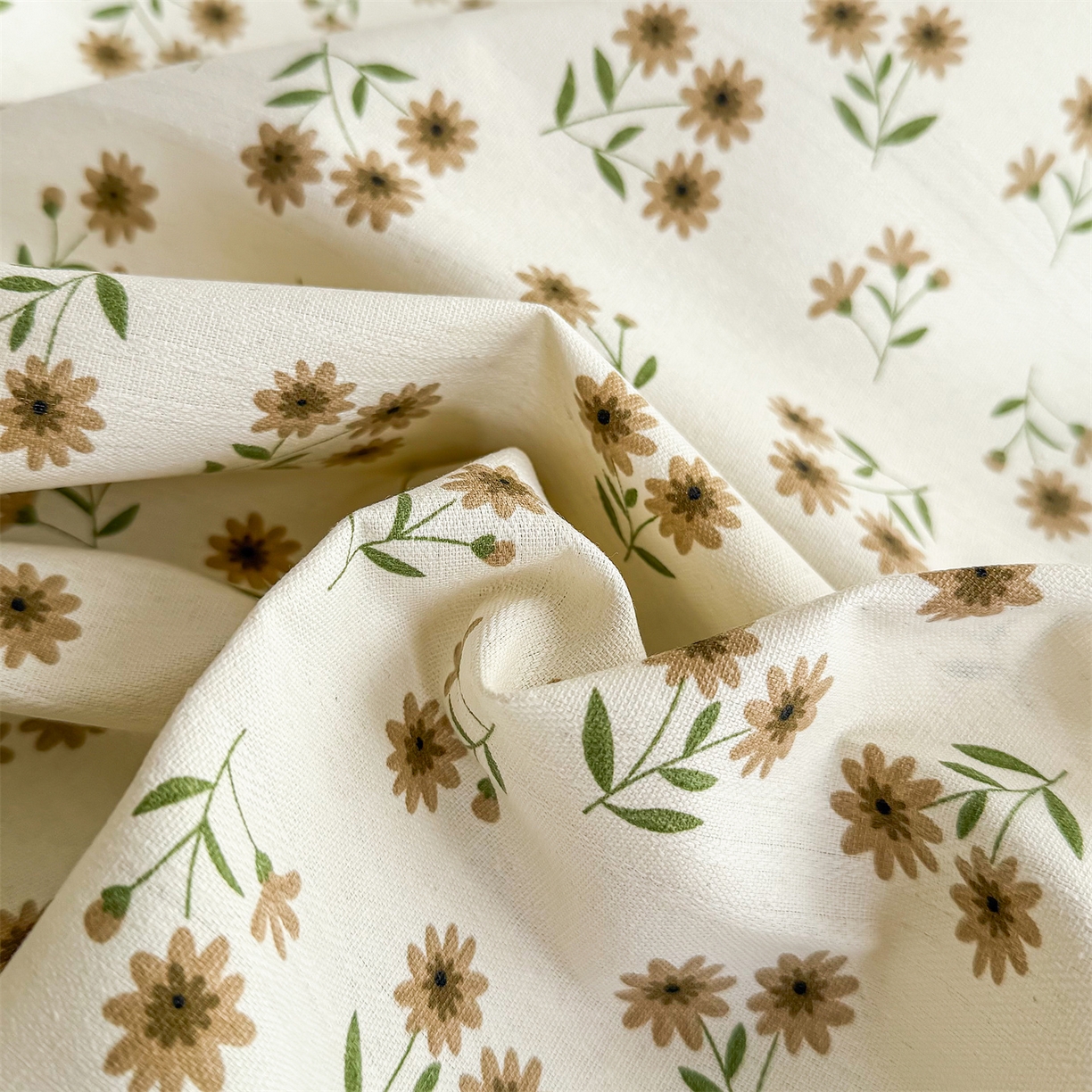 91家纺网 家纺一手货源 找家纺 晨晨家纺 2026新款原棉老粗布床单席子凉席三件套 小雏菊