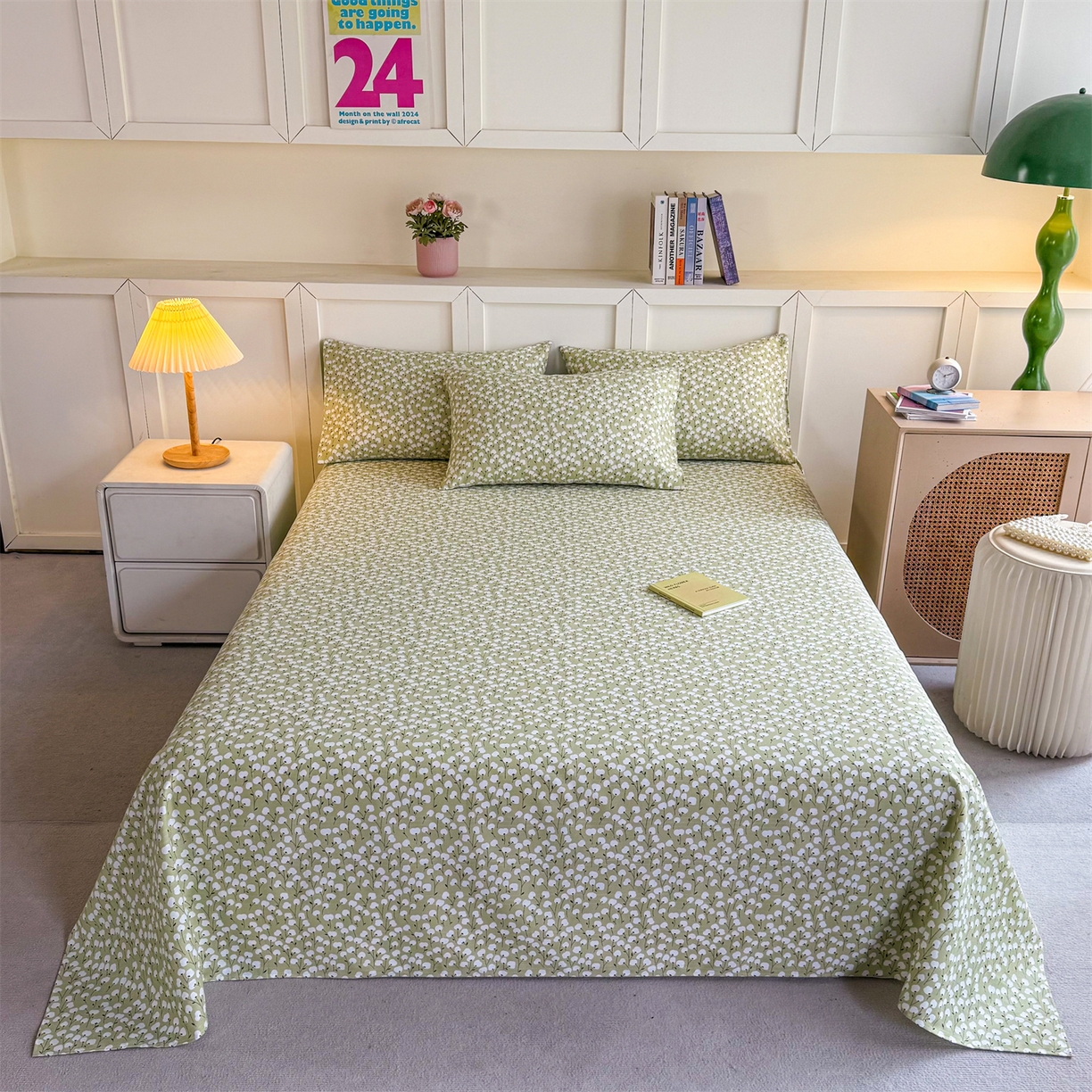 晨晨家纺 2026新款原棉老粗布床单席子凉席三件套 青春