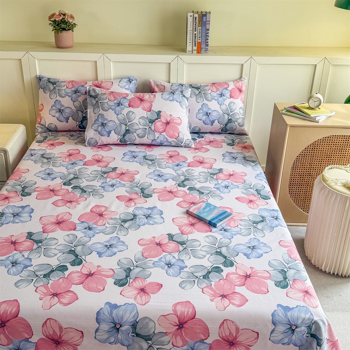 91家纺网 家纺一手货源 找家纺 晨晨家纺 2026新款原棉老粗布床单席子凉席三件套 梦幻之城