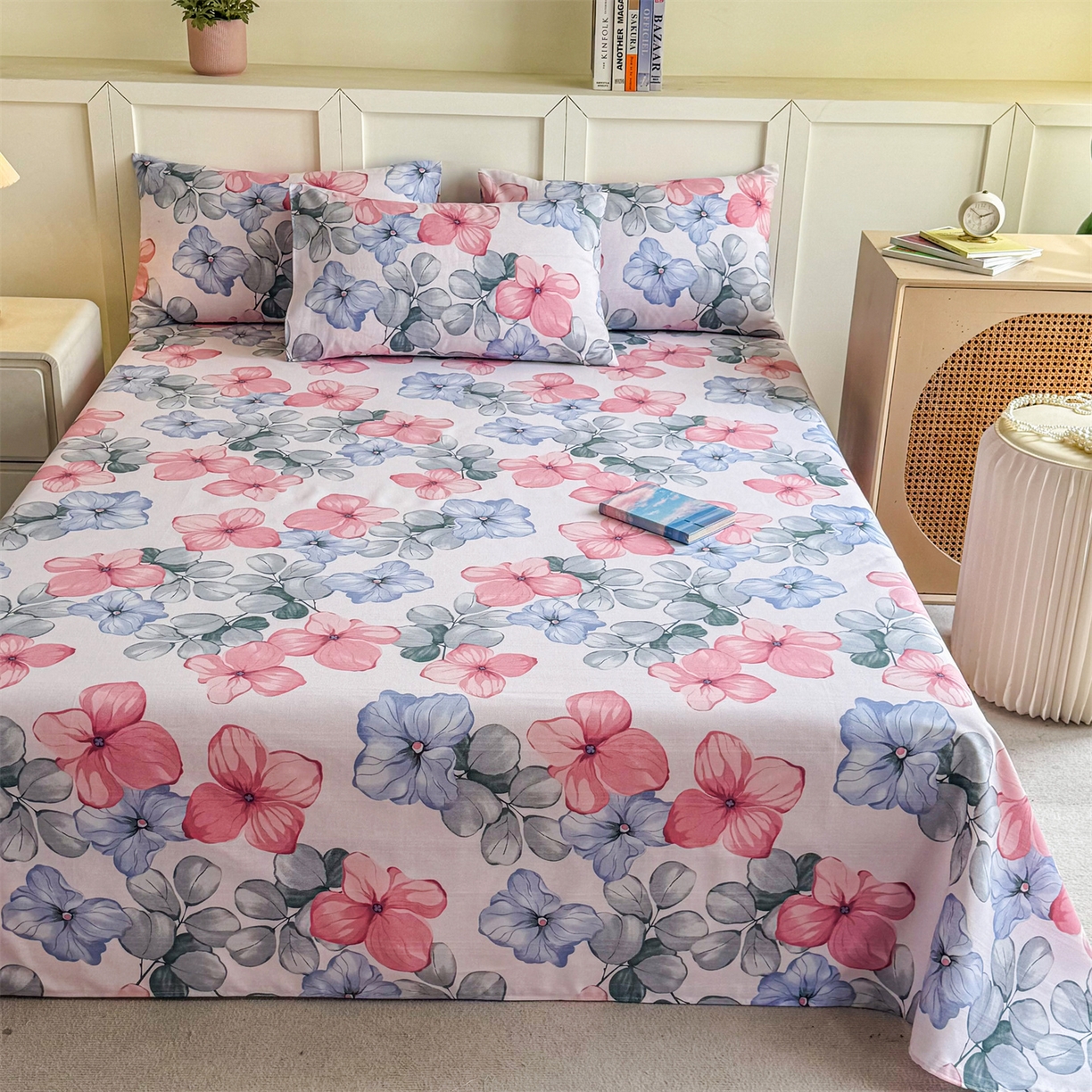 91家纺网 家纺一手货源 找家纺 晨晨家纺 2026新款原棉老粗布床单席子凉席三件套 梦幻之城