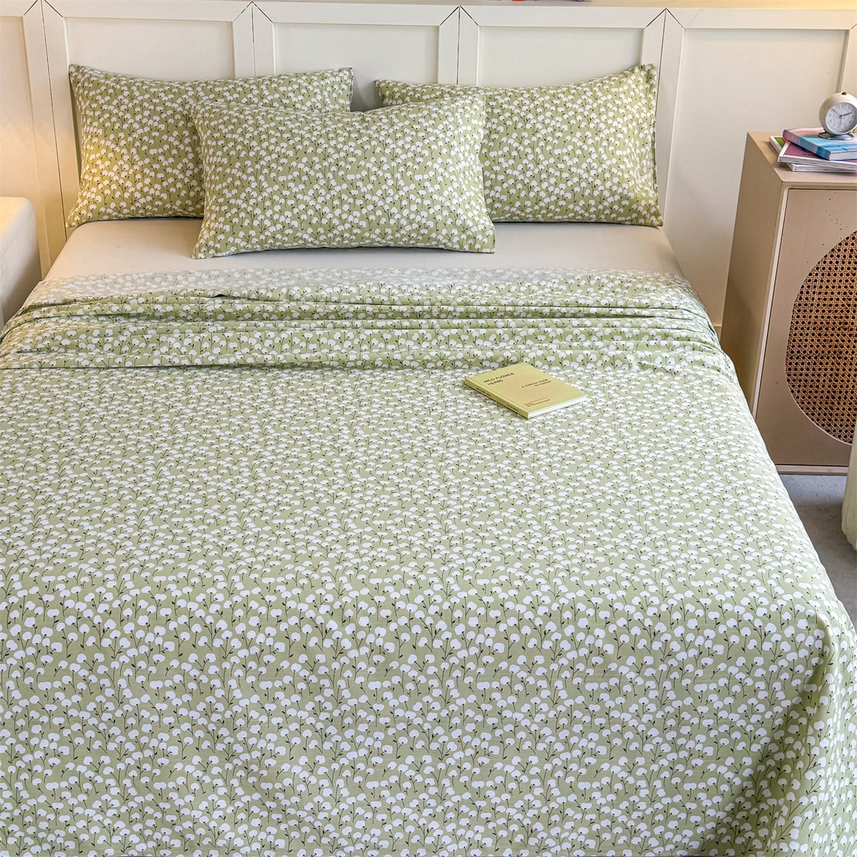 91家纺网 家纺一手货源 找家纺 晨晨家纺 2026新款原棉老粗布床单席子凉席三件套 青春