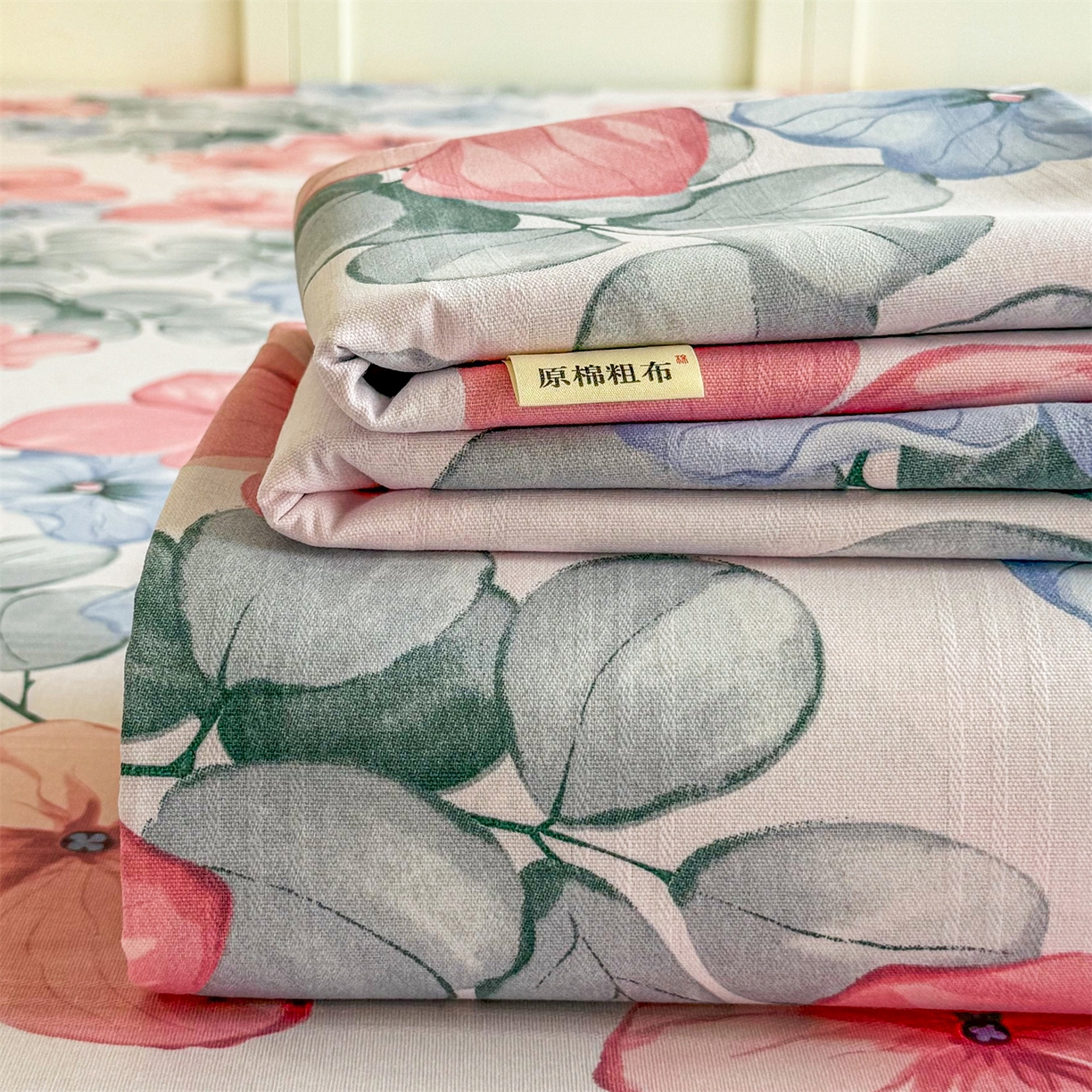 91家纺网 家纺一手货源 找家纺 晨晨家纺 2026新款原棉老粗布床单席子凉席三件套 梦幻之城