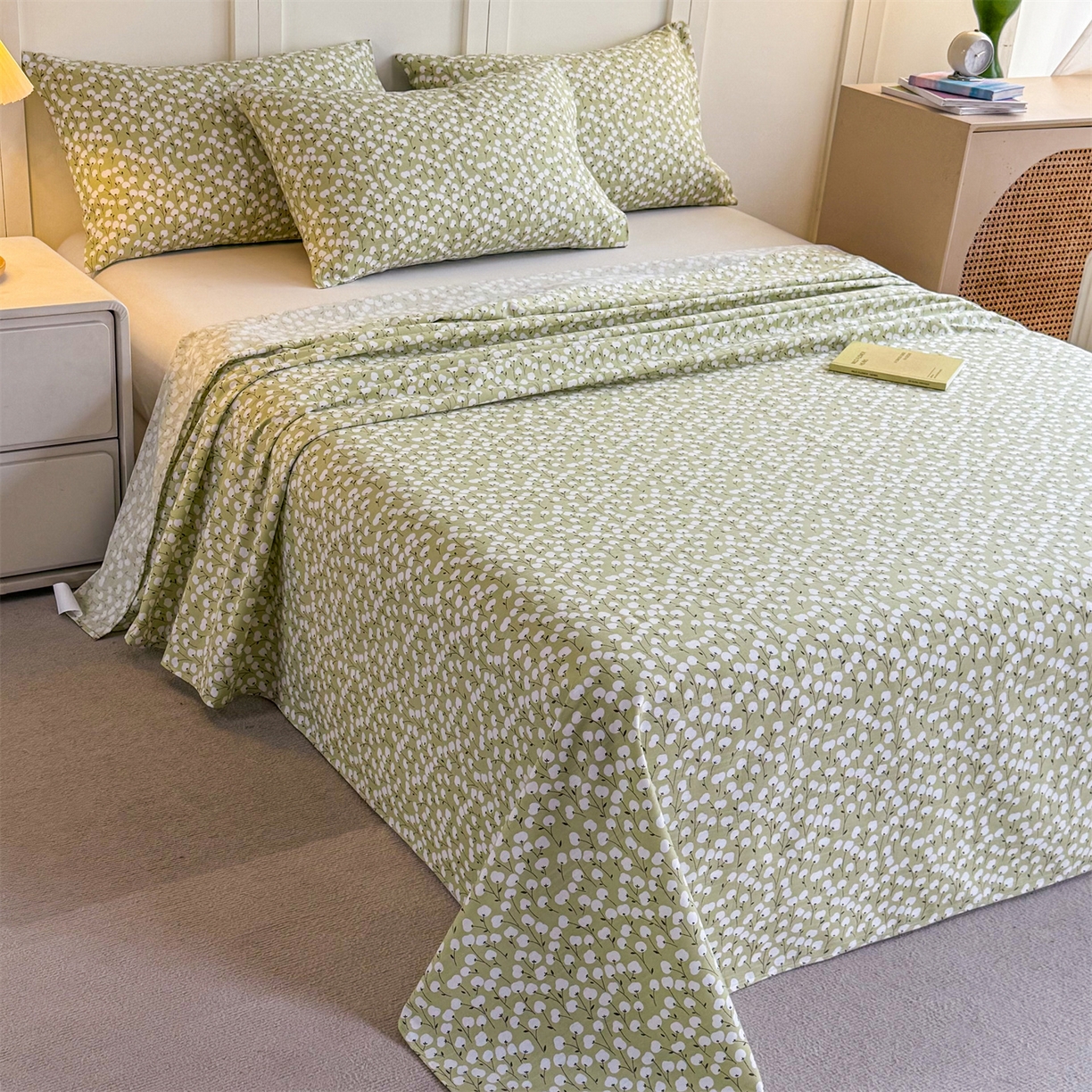 91家纺网 家纺一手货源 找家纺 晨晨家纺 2026新款原棉老粗布床单席子凉席三件套 青春