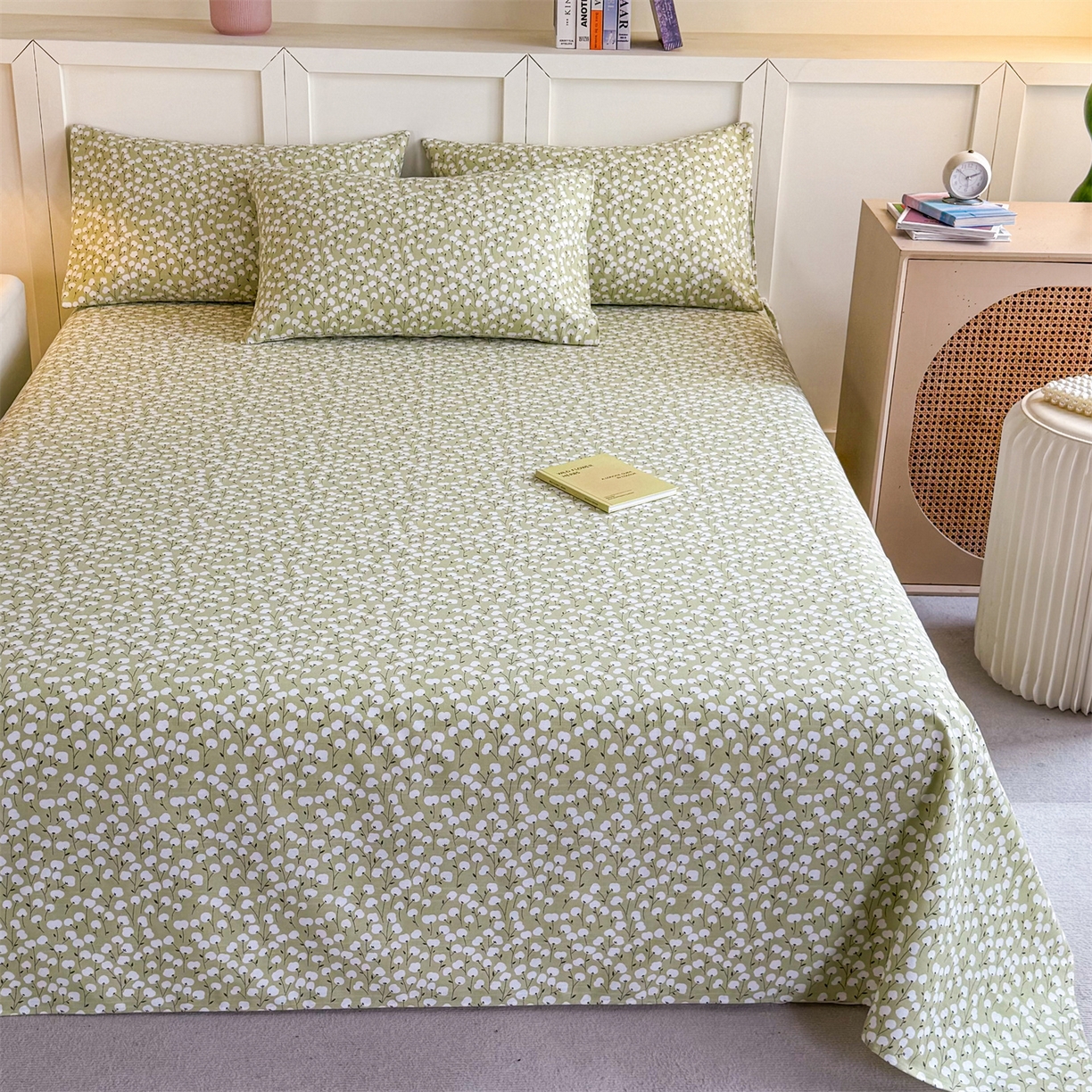 91家纺网 家纺一手货源 找家纺 晨晨家纺 2026新款原棉老粗布床单席子凉席三件套 青春