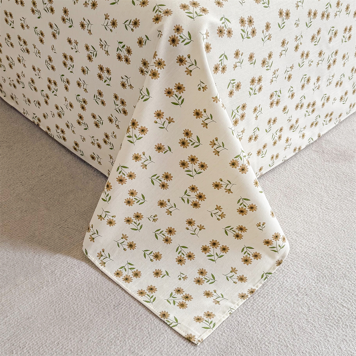 91家纺网 家纺一手货源 找家纺 晨晨家纺 2026新款原棉老粗布床单席子凉席三件套 小雏菊