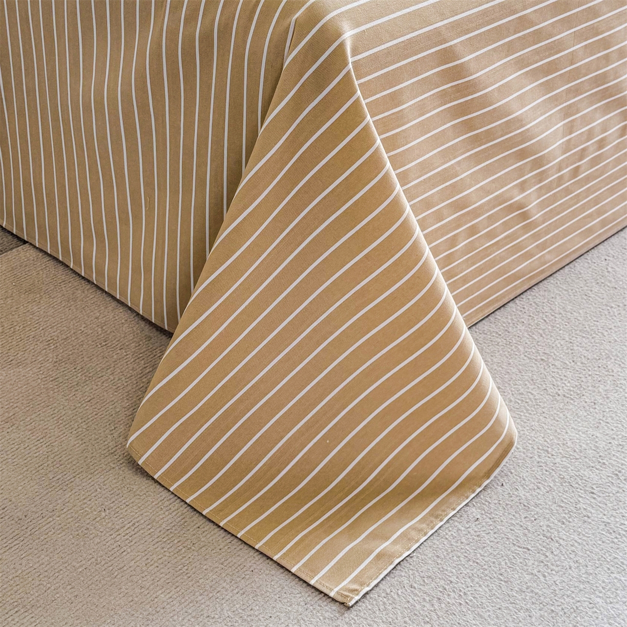 91家纺网 家纺一手货源 找家纺 晨晨家纺 2026新款原棉老粗布床单席子凉席三件套 淡雅咖