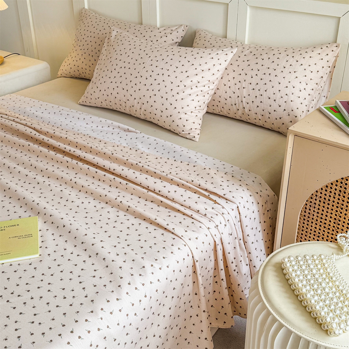 91家纺网 家纺一手货源 找家纺 晨晨家纺 2026新款原棉老粗布床单席子凉席三件套 星朵