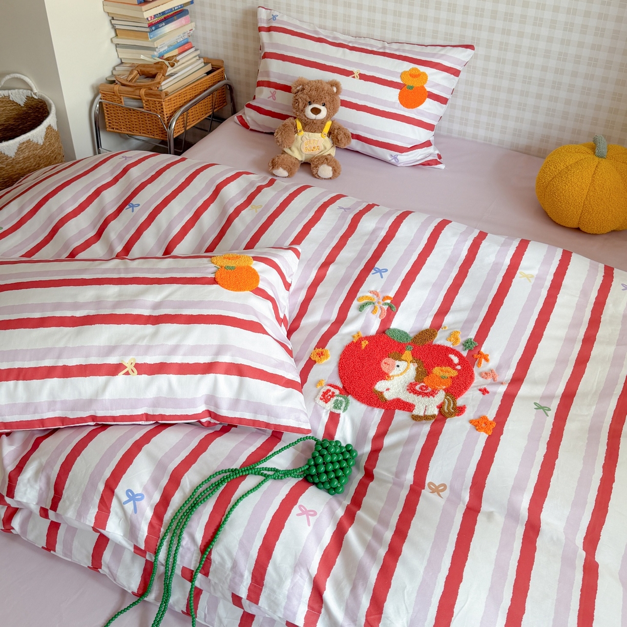 91家纺网 家纺一手货源 找家纺 （总）觅糖家纺 2026春夏新款全棉纯棉卡通毛巾绣系列四件套