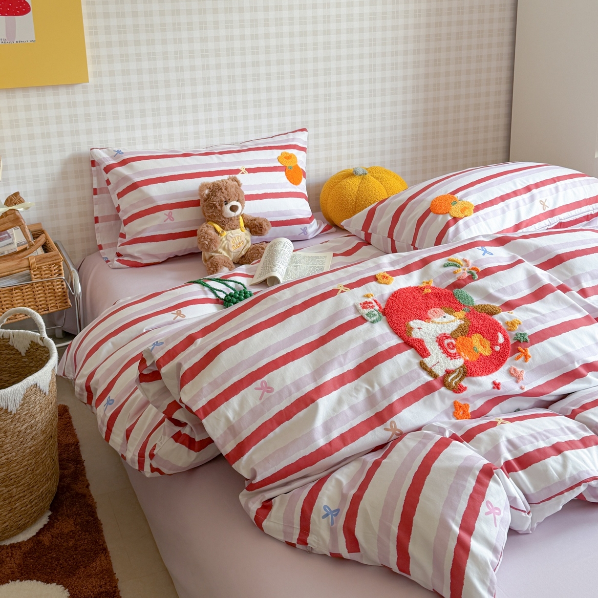 91家纺网 家纺一手货源 找家纺 （总）觅糖家纺 2026春夏新款全棉纯棉卡通毛巾绣系列四件套