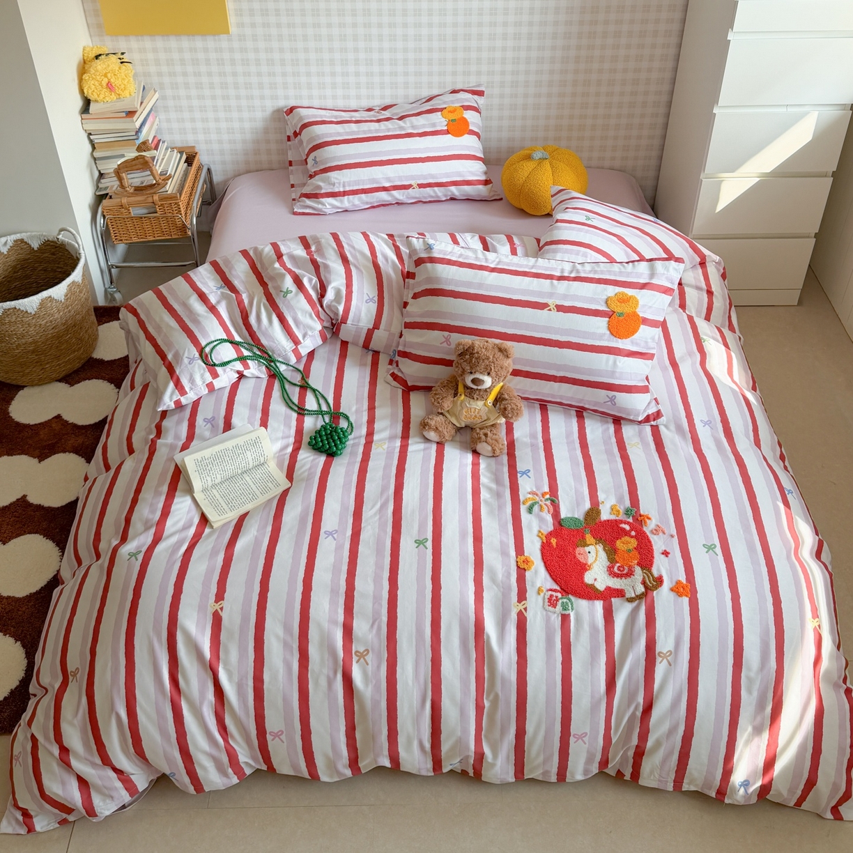 91家纺网 家纺一手货源 找家纺 （总）觅糖家纺 2026春夏新款全棉纯棉卡通毛巾绣系列四件套