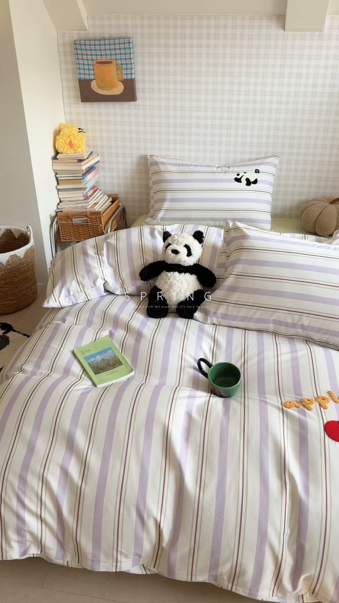 91家纺网 家纺一手货源 找家纺 觅糖家纺 2026春夏新款全棉纯棉卡通毛巾绣系列四件套 可爱熊猫