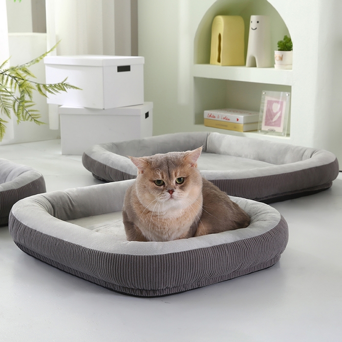 91家纺网 家纺一手货源 找家纺 永光家居 2026新款灯芯绒宠物窝底座可拆卸猫窝狗窝四季通用猫咪用品狗狗用品 灰色 50x60cm
