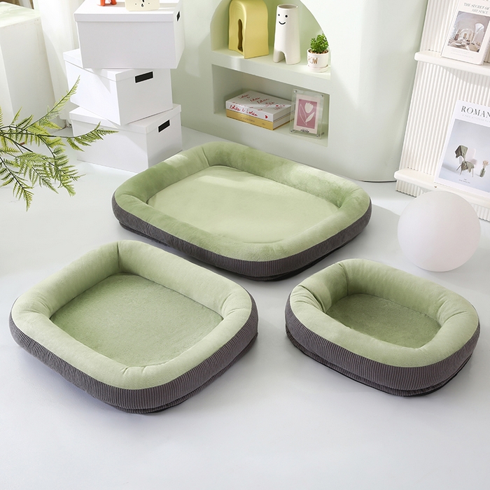 91家纺网 家纺一手货源 找家纺 永光家居 2026新款灯芯绒宠物窝底座可拆卸猫窝狗窝四季通用猫咪用品狗狗用品 绿色 60x75cm