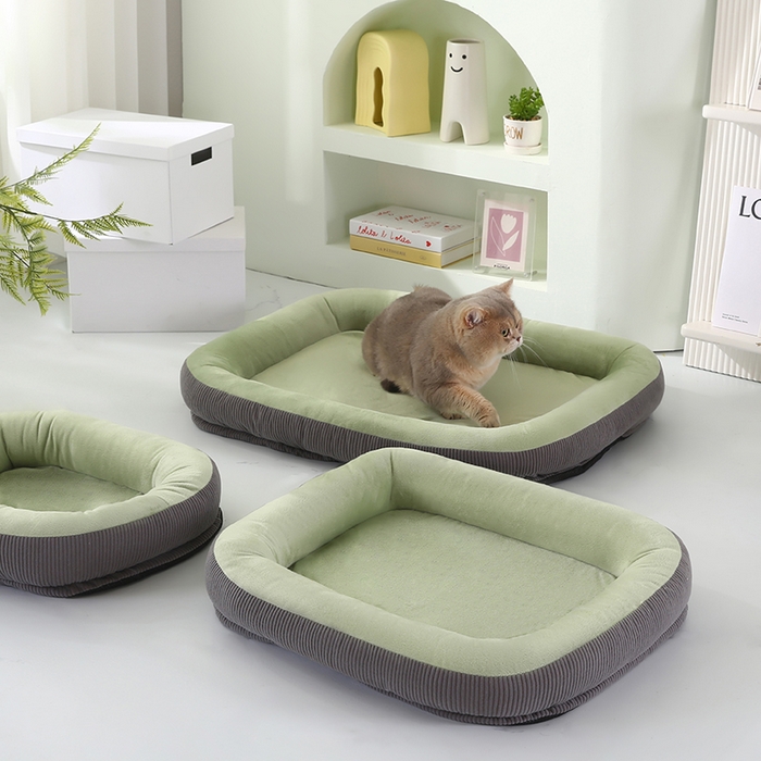 91家纺网 家纺一手货源 找家纺 永光家居 2026新款灯芯绒宠物窝底座可拆卸猫窝狗窝四季通用猫咪用品狗狗用品 绿色 60x75cm