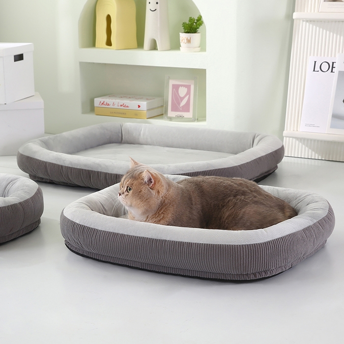 91家纺网 家纺一手货源 找家纺 永光家居 2026新款灯芯绒宠物窝底座可拆卸猫窝狗窝四季通用猫咪用品狗狗用品 灰色 60x75cm