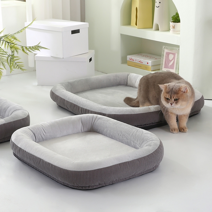 91家纺网 家纺一手货源 找家纺 永光家居 2026新款灯芯绒宠物窝底座可拆卸猫窝狗窝四季通用猫咪用品狗狗用品 灰色 60x75cm