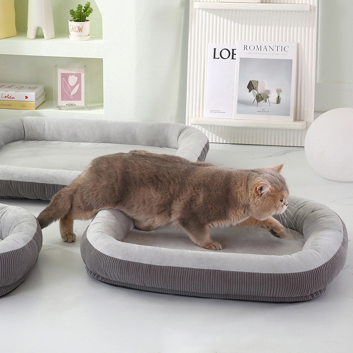 91家纺网 家纺一手货源 找家纺 永光家居 2026新款灯芯绒宠物窝底座可拆卸猫窝狗窝四季通用猫咪用品狗狗用品 灰色 60x75cm