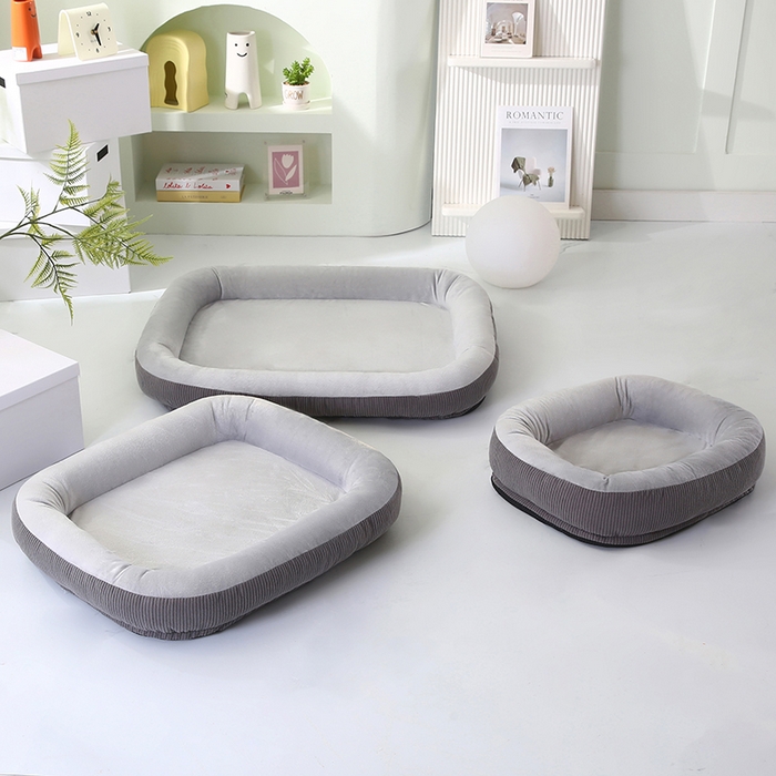 91家纺网 家纺一手货源 找家纺 永光家居 2026新款灯芯绒宠物窝底座可拆卸猫窝狗窝四季通用猫咪用品狗狗用品 灰色 40x50cm