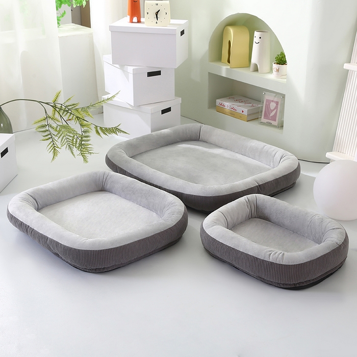 91家纺网 家纺一手货源 找家纺 永光家居 2026新款灯芯绒宠物窝底座可拆卸猫窝狗窝四季通用猫咪用品狗狗用品 灰色 40x50cm