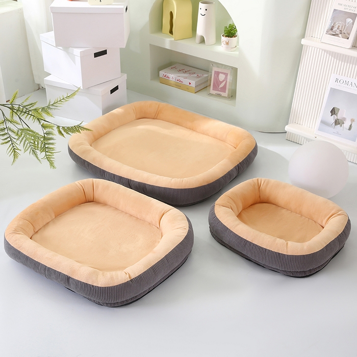 91家纺网 家纺一手货源 找家纺 永光家居 2026新款灯芯绒宠物窝底座可拆卸猫窝狗窝四季通用猫咪用品狗狗用品 驼色 60x75cm