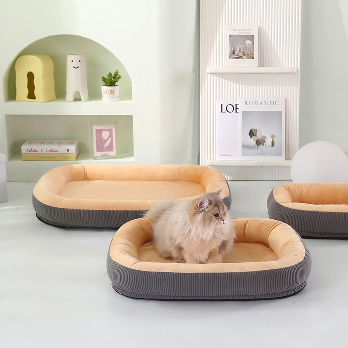 91家纺网 家纺一手货源 找家纺 永光家居 2026新款灯芯绒宠物窝底座可拆卸猫窝狗窝四季通用猫咪用品狗狗用品 驼色 40x50cm