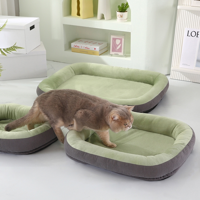 91家纺网 家纺一手货源 找家纺 永光家居 2026新款灯芯绒宠物窝底座可拆卸猫窝狗窝四季通用猫咪用品狗狗用品 绿色 50x60cm