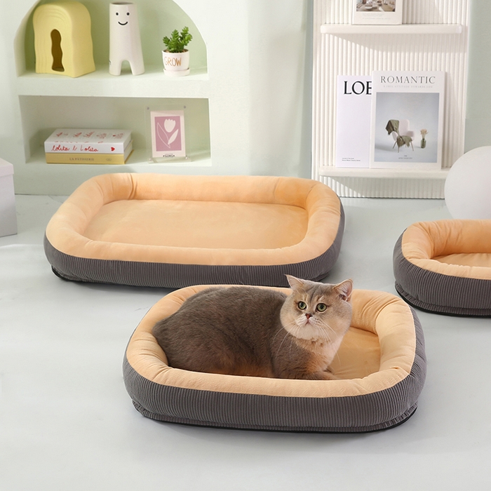 91家纺网 家纺一手货源 找家纺 永光家居 2026新款灯芯绒宠物窝底座可拆卸猫窝狗窝四季通用猫咪用品狗狗用品 驼色 50x60cm
