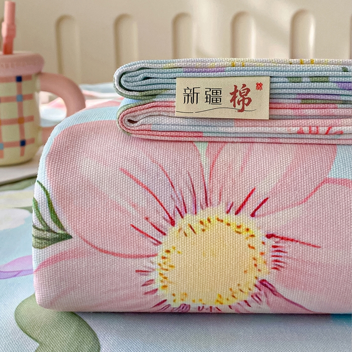 91家纺网 家纺一手货源 找家纺 首爱家纺 2026春夏新款100%全棉纯棉老粗布床单凉席席子 花海