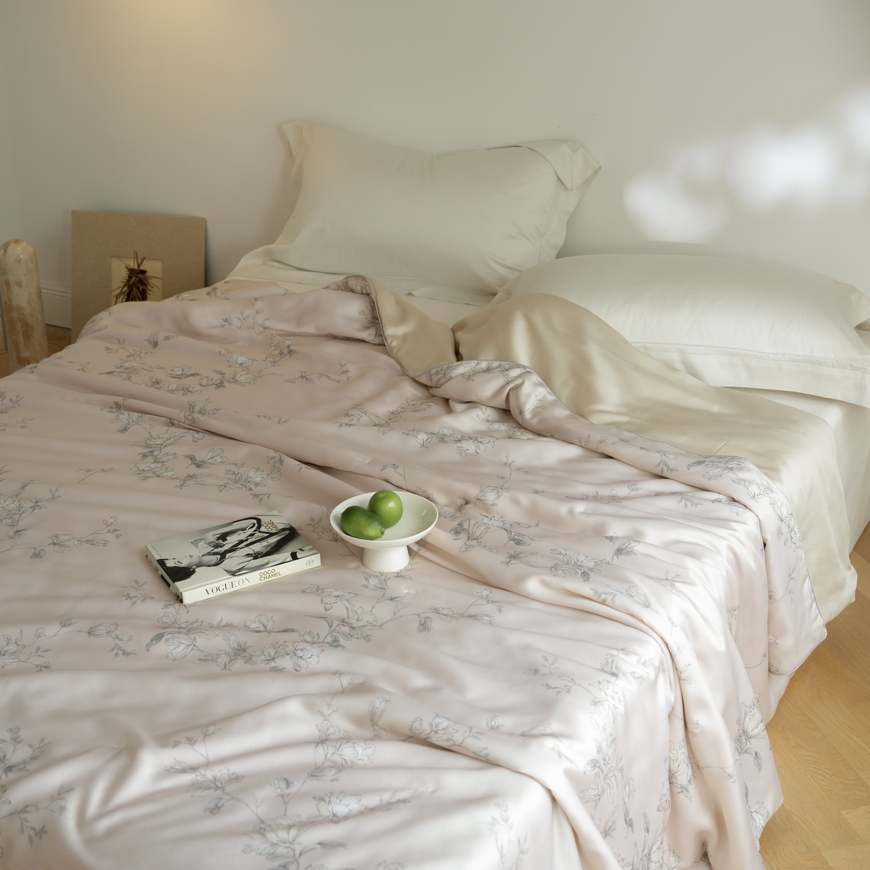 91家纺网 家纺一手货源 找家纺 沐晴家纺 2026新款春夏数码印花兰精天丝夏被空调被 夕瑶-浅桔