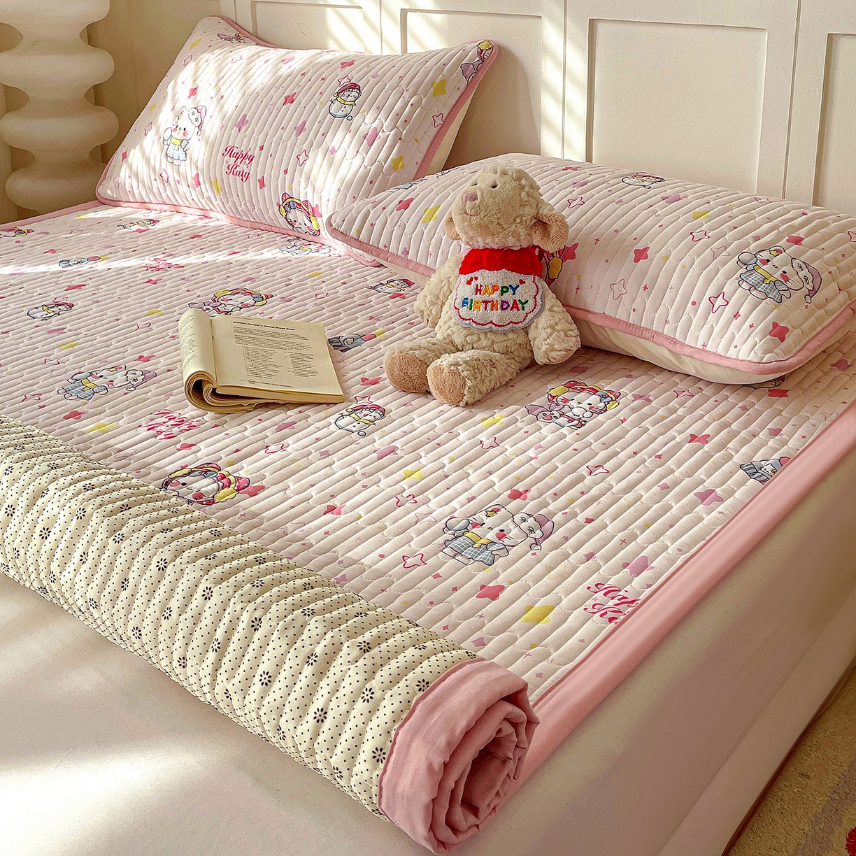 91家纺网 家纺一手货源 找家纺 纽缦家纺 2026新款A类105g仿棉古法水洗棉床垫 安娜