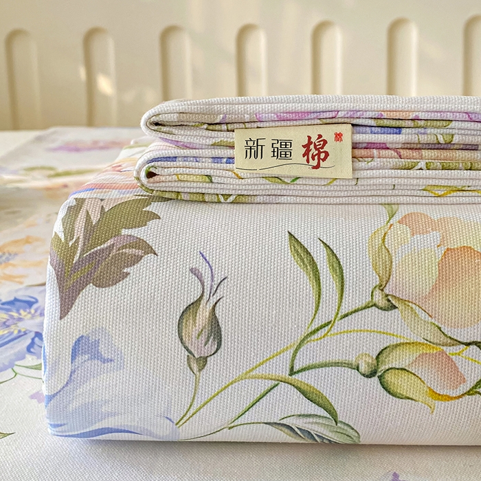 首爱家纺 2026春夏新款100%全棉纯棉老粗布床单凉席席子 花梦乐园