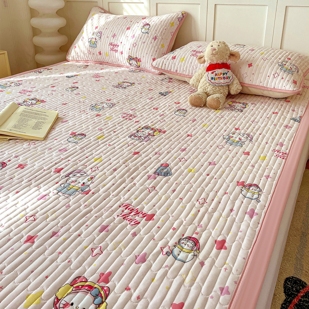 91家纺网 家纺一手货源 找家纺 纽缦家纺 2026新款A类105g仿棉古法水洗棉床垫 安娜