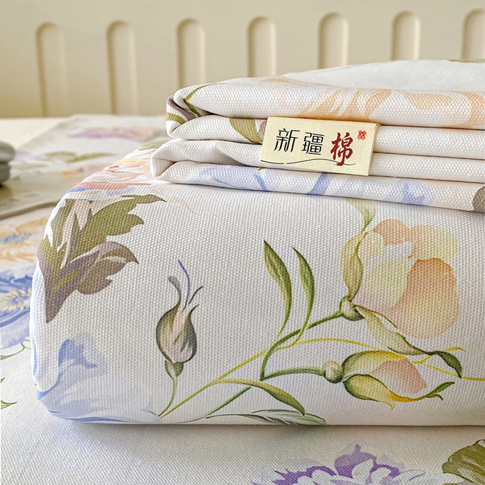 91家纺网 家纺一手货源 找家纺 首爱家纺 2026春夏新款100%全棉纯棉老粗布床单凉席席子 花梦乐园