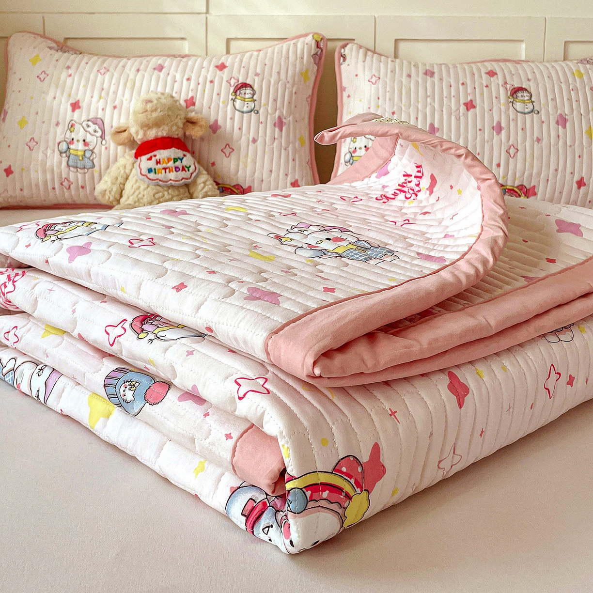 91家纺网 家纺一手货源 找家纺 纽缦家纺 2026新款A类105g仿棉古法水洗棉床垫 安娜