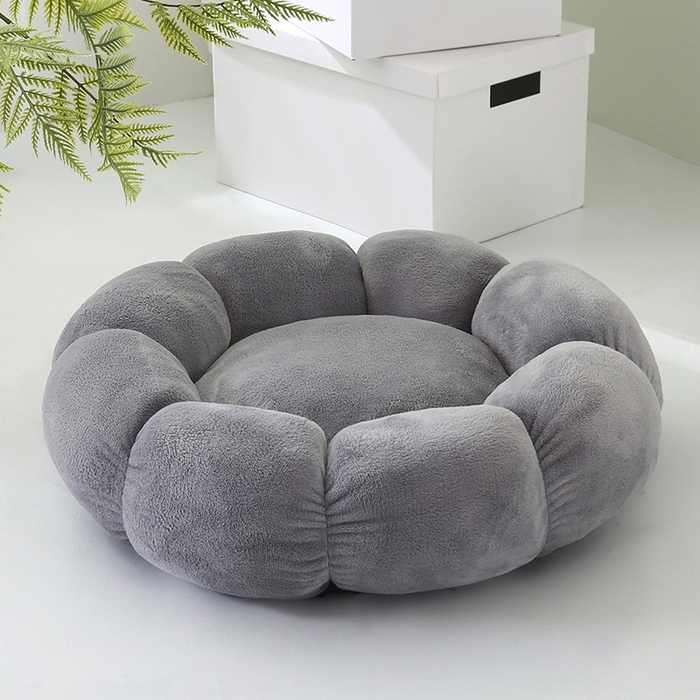 永光家居 2026新款花瓣宠物窝猫窝狗窝四季通用猫咪用品狗狗用品 灰色 60x60cm