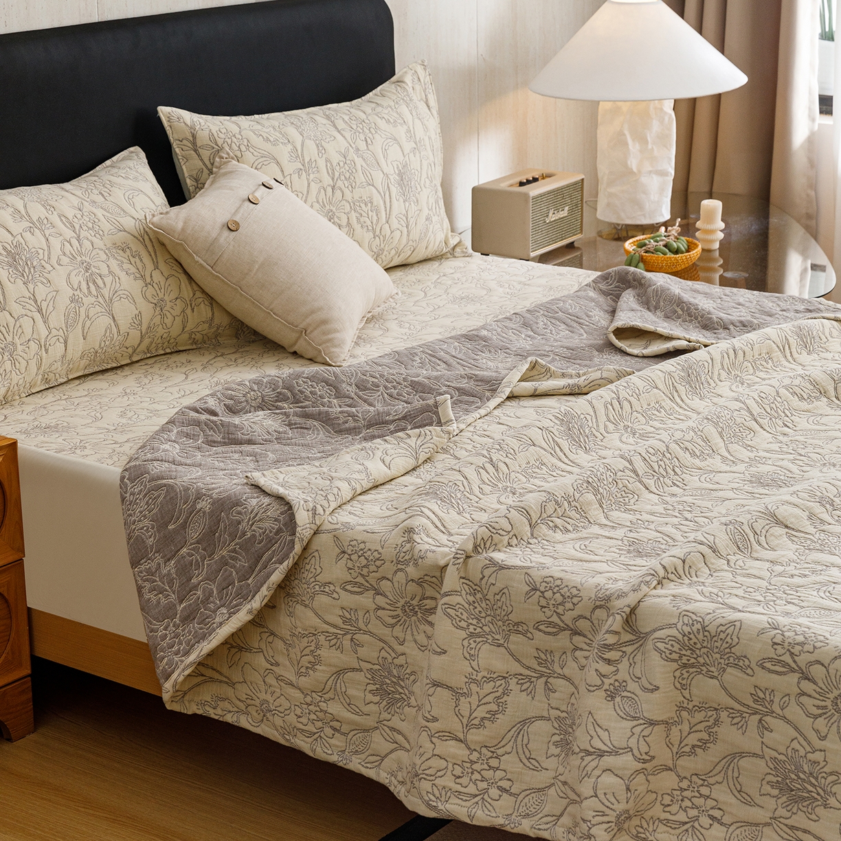 91家纺网 家纺一手货源 找家纺 （总）悦然毛巾被 2026新款全棉三层纱加厚夏被四件套毛巾床笠盖毯毛毯枕套夏凉被空调被