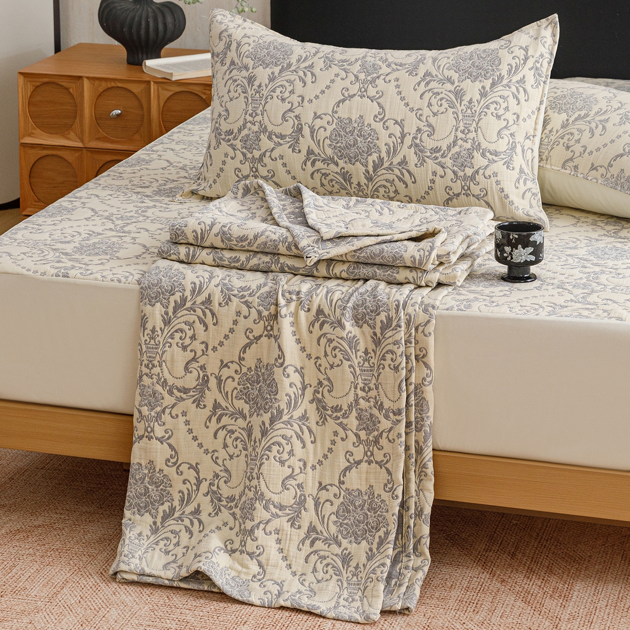 91家纺网 家纺一手货源 找家纺 （总）悦然毛巾被 2026新款全棉三层纱加厚夏被四件套毛巾床笠盖毯毛毯枕套夏凉被空调被