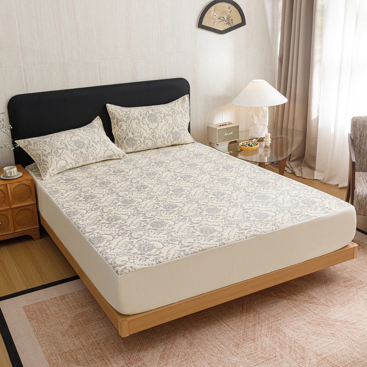 91家纺网 家纺一手货源 找家纺 悦然毛巾被 2026新款全棉三层纱加厚夏被四件套毛巾床笠盖毯毛毯枕套夏凉被空调被 欧韵米白