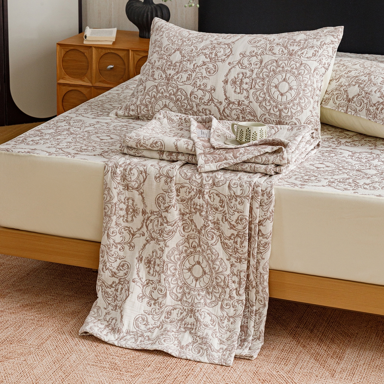 91家纺网 家纺一手货源 找家纺 （总）悦然毛巾被 2026新款全棉三层纱加厚夏被四件套毛巾床笠盖毯毛毯枕套夏凉被空调被