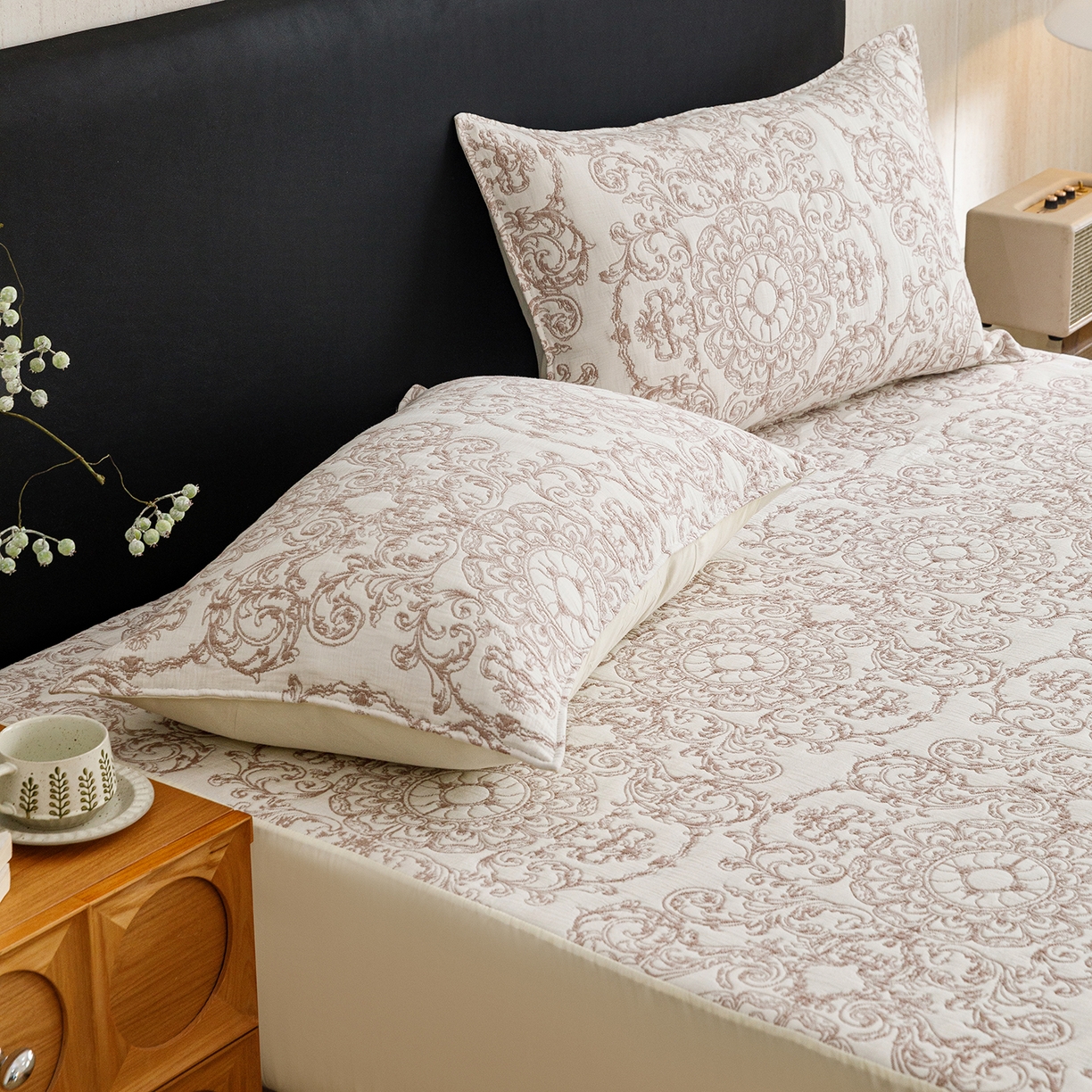 91家纺网 家纺一手货源 找家纺 悦然毛巾被 2026新款全棉三层纱加厚夏被四件套毛巾床笠盖毯毛毯枕套夏凉被空调被 棕织