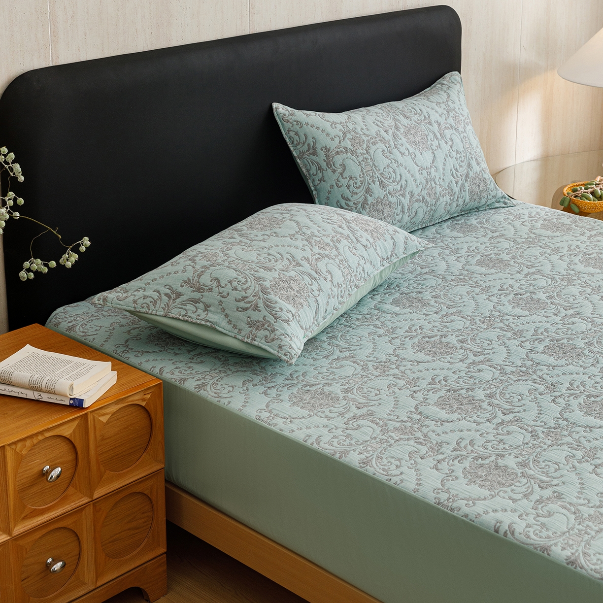 91家纺网 家纺一手货源 找家纺 悦然毛巾被 2026新款全棉三层纱加厚夏被四件套毛巾床笠盖毯毛毯枕套夏凉被空调被 清禾蓝