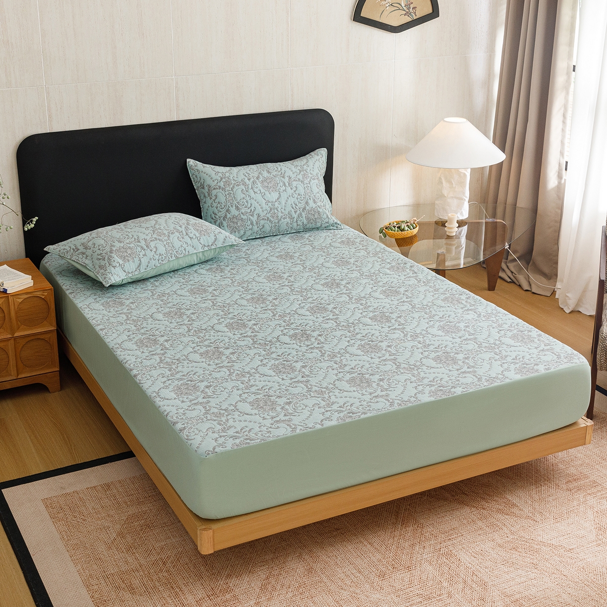 91家纺网 家纺一手货源 找家纺 悦然毛巾被 2026新款全棉三层纱加厚夏被四件套毛巾床笠盖毯毛毯枕套夏凉被空调被 清禾蓝