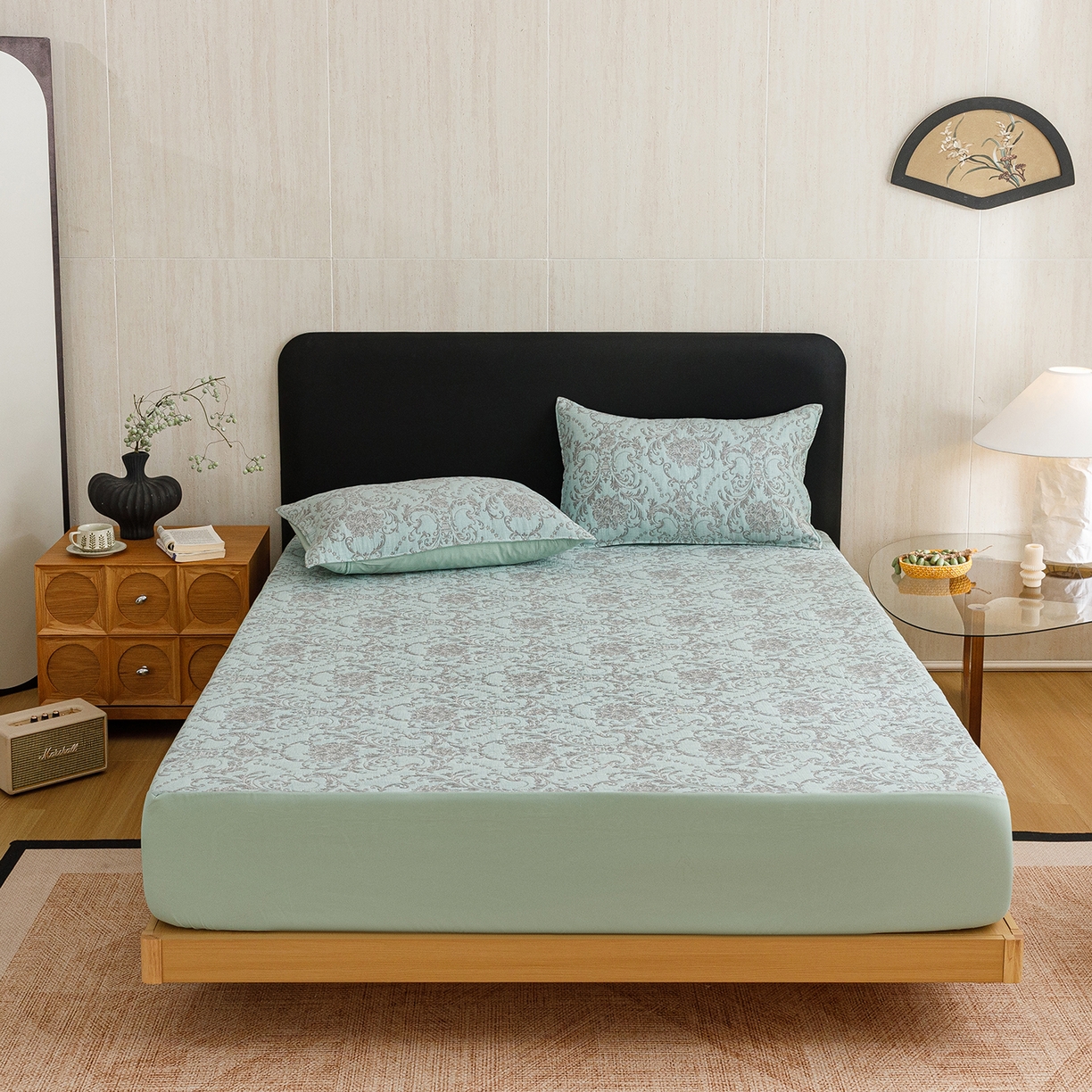 91家纺网 家纺一手货源 找家纺 悦然毛巾被 2026新款全棉三层纱加厚夏被四件套毛巾床笠盖毯毛毯枕套夏凉被空调被 清禾蓝