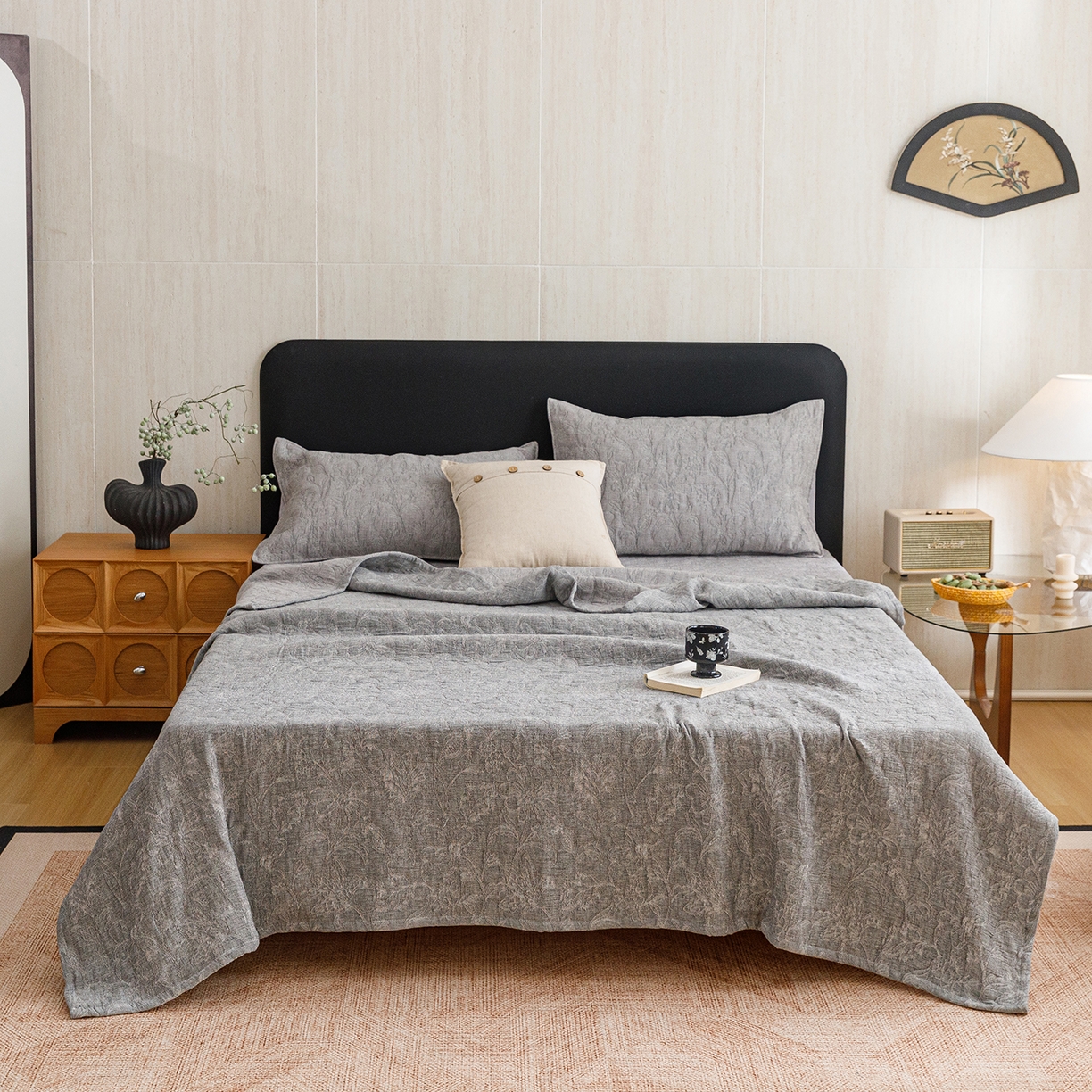 91家纺网 家纺一手货源 找家纺 悦然毛巾被 2026新款全棉三层纱加厚夏被四件套毛巾床笠盖毯毛毯枕套夏凉被空调被 雾花织梦