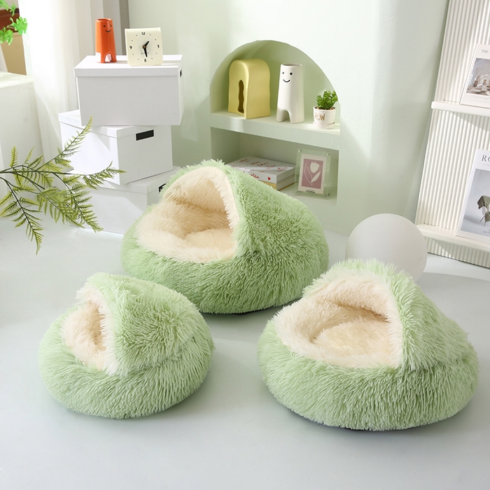 91家纺网 家纺一手货源 找家纺 永光家居 2026新款贝壳宠物窝猫窝狗窝四季通用猫咪用品狗狗用品 绿色 40x40cm